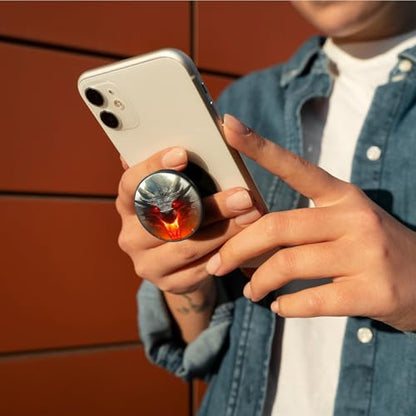 2 Pack Cell Phone Grip with Expanding Kickstand, Grey Flame Dragon - color: Grey Flame Dragon