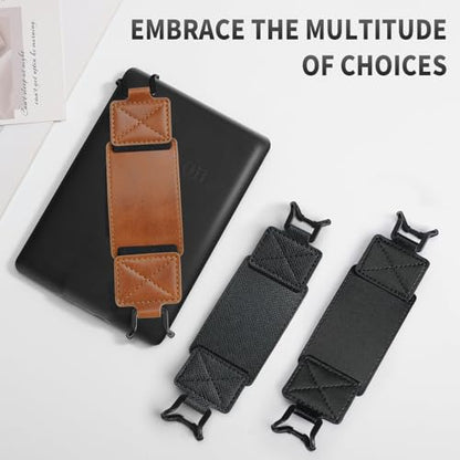 MoKo 2 Pack Hand Strap for 6-8" Kindle eReaders Tablets, Stone Black+Brown - color: Black Crosshair+Brown