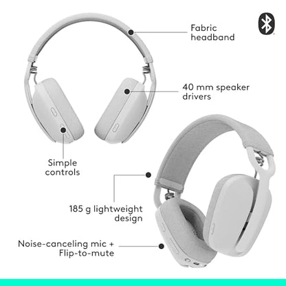 Logitech Zone Vibe 100 Wireless Over Ear Headphones - Off White - color: Off White