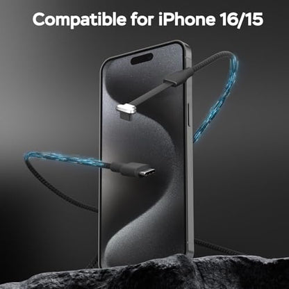 Right Angle USB C Cable 10ft, USB C 90 Degree Cable 60W Fast Charging - size: 10ft