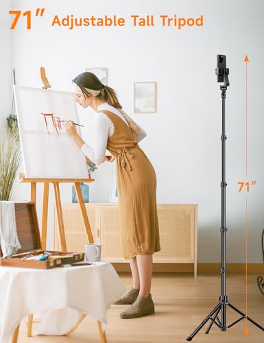 Phone Tripod, 71" Portable Cellphone Tripod Stand with Remote - size: 71 inch
