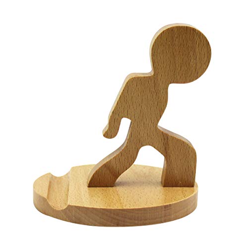 Cute Boy Cell Phone Holder Stand Wooden Smartphone Desk Holder for Mobile Phones Animal Phone Stand Desk Ornament - color: tai chi