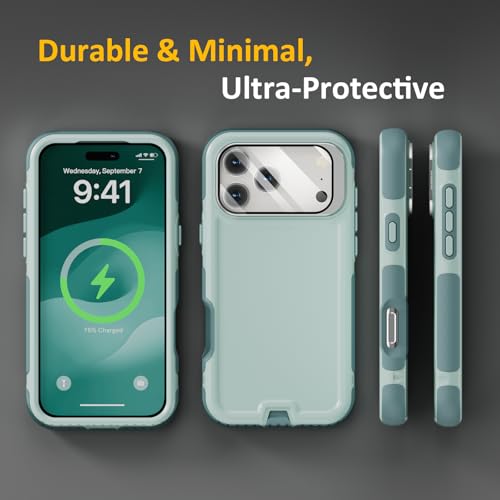 Follaroma for iPhone 17 Pro Max Case with Stand, Built-in Camera Cover, Compatible with MagSafe, Heavy Duty Shockproof Protection Phone Case, Anti-Drop, Magnetic Dual Layer Protective Cover,6.9",Green - color: Green, size: iPhone 17 Pro Max 6.9''