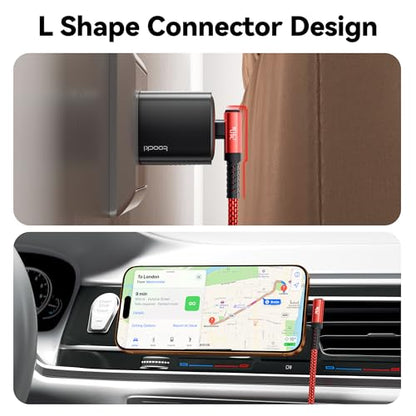 240W USB C to USB C Cable 10FT 2Pack, 2-in-1 Right Angle, Fast Charging - color: Red