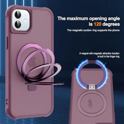 SKYLMW Compatible with iPhone 11 Case with Stand,Wine Red | iPhone 11 Phone Case 6.1",Magnetic Ring Stand,Compatible with MagSafe,Military-Grade Protection,Great Grip Feeling - color: Wine Red, size: Iphone 11