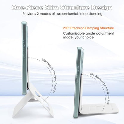 Magnetic Tripod Phone Stand, Slim Foldable Phone Holder for Iphone (Gray) - color: White