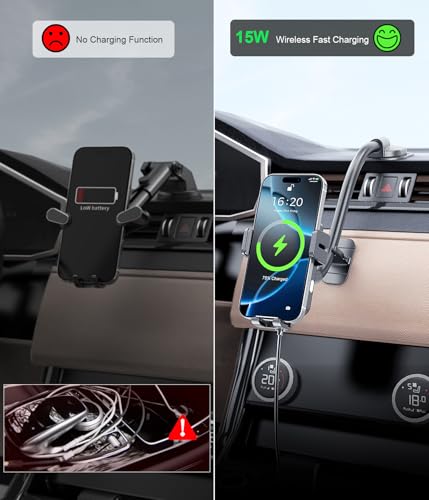 MOKPR Wireless Car Charger Adjustable Gooseneck Dashboard with QC 3.0 - style: Dash with QC 3.0