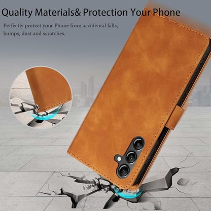 RFID Blocking for Samsung Galaxy S25 FE Case Wallet (Brown) | 4 Card Slots, Soft PU Leather, TPU Inner Shell, Wrist Strap, Stand, Magnetic Folio Flip Cover, Shockproof Protective - color: Brown