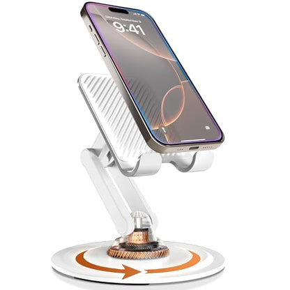 COOPER 360° Stand, Rotating Cell Phone Stand for Desk | Sturdy Metal Base, Foldable, Portable | Cell Phone Holder for Desk (Cream White) - color: 1 Pack - Cream White