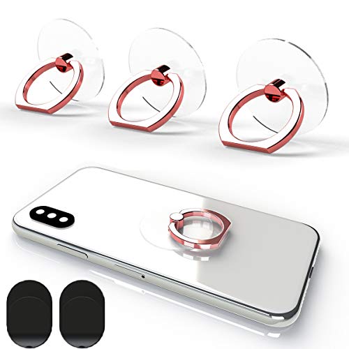 Transparent Phone Ring Holder Grip 360 Degree Free Rotation, Clear Cell Phone Finger Ring Kick-Stand Compatible with iPhone X 8 7 Plus 6S 6 5s 5 SE, Galaxy S9 S8 S7 S6 Edge (Rose Gold) - color: Rose Gold