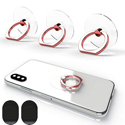 Transparent Phone Ring Holder Grip 360 Degree Free Rotation, Clear Cell Phone Finger Ring Kick-Stand Compatible with iPhone X 8 7 Plus 6S 6 5s 5 SE, Galaxy S9 S8 S7 S6 Edge (Rose Gold) - color: Rose Gold