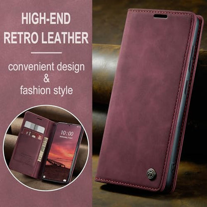 Compatible with Samsung Galaxy S26 Plus Case with Card Holder, Kickstand Protective Flip Folio Leather Wallet Case for Galaxy S26+ Plus 5G 6.7 inch (Wine Red) - color: Wine Red, size: S26 Plus 6.7 Inch