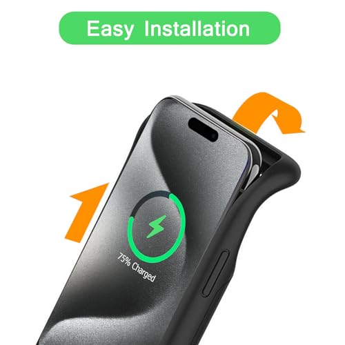 Wireless Charging Case for iPhone 15 Pro, 10000mAh High Capacity Portable Rechargeable Battery Case Wireless Charging Compatible with iPhone 15 Pro (6.1 inch) Extended Battery Charger Case (Black) - size: iPhone 15 Pro
