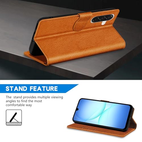 ZZXX for Samsung Galaxy A17 5G Wallet Case with [RFID Blocking] Card Slot Kickstand Magnetic Closure PU Leather Flip Fold Protective Phone Case for Samsung Galaxy A17(Brown-6.7 inch) - color: Brown