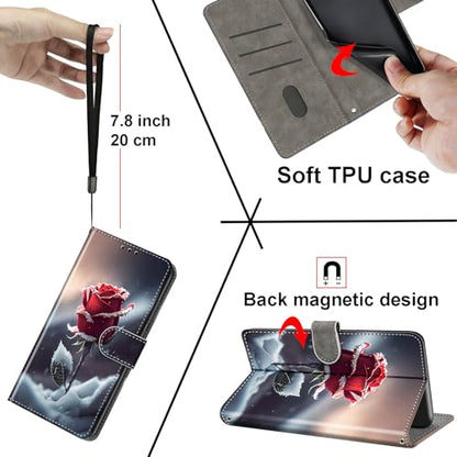 Case Wallet for Motorola Moto G Power 2025/2026, Snow Rose | Kickstand, 3 Card Holder, Shockproof TPU Interior Shell, PU Leather, Magnetic Flip Cover, Lanyard Strap - color: Pic:03