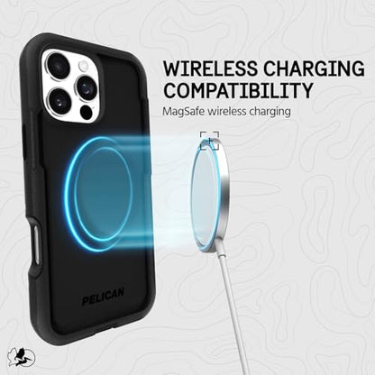 Pelican Voyager iPhone 16 Pro Max Case - Rugged MagSafe Phone Case - Black | Magnetic Phone Case w/18ft Military Grade Drop Protection - Phone Cover w/ Belt Clip Holster Kickstand for iPhone 16 Pro Max - color: Black - V