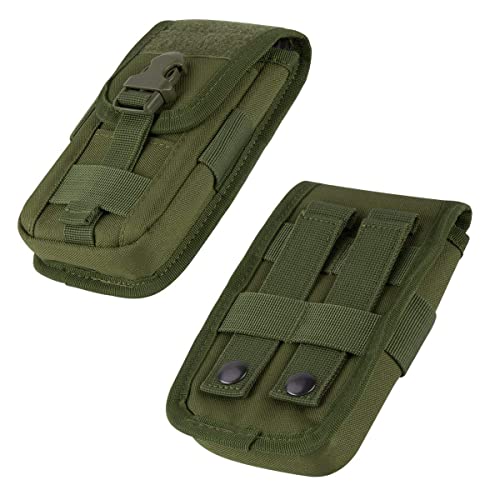 Tactical Molle Pouch Compact Utility EDC Waist Pack Phone Holster with Card Slots for 4.7"-6.9" Phone - color: Green
