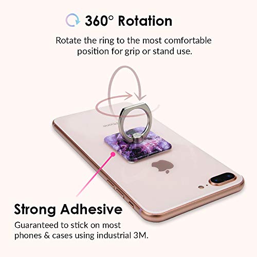 Velvet Caviar Cell Phone Ring Holder - Finger Ring & Stand - Improves Phone Grip Compatible with iPhone, Galaxy and Most Cases (Except Silicone/Leather) - Purple Marble - color: Purple Stone