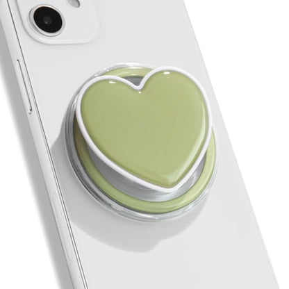 OnTheGrip Cute Solid Macaron Color Heart Shape Collapsible Mobile Phone Grip Stand Holder for Smartphone Tablet Cell Phone Accessory (Ocean Green)