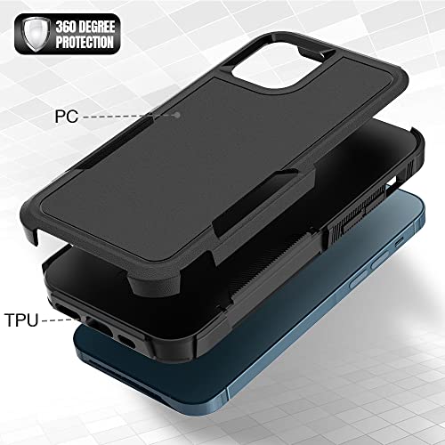 Heavy‑Duty Rugged Anti‑Drop Shockproof Protective Phone Case for iPhone 12/12 pro, Durable Protective Shell, Black - color: Black, size: iPhone 12/12 pro