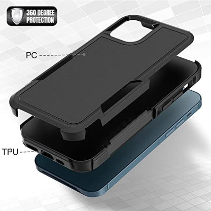 Heavy‑Duty Rugged Anti‑Drop Shockproof Protective Phone Case for iPhone 12/12 pro, Durable Protective Shell, Black - color: Black, size: iPhone 12/12 pro
