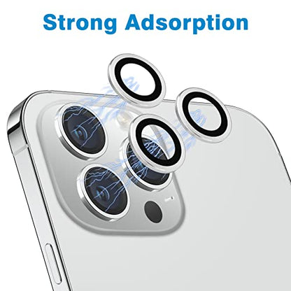 Compatible with iPhone 12 Pro Max Camera Lens Protector, Anti-Scratch 9H Tempered Glass Metal Camera Screen Protector Shockproof Cover for iPhone 12 Max 6.7 inch -3 Pcs Silver - color: Silver