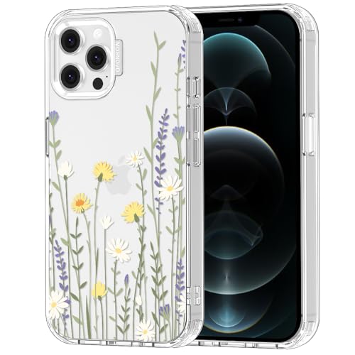 MOSNOVO Case for iPhone 12 & iPhone 12 Pro, [Buffertech 6.6ft Military-Grade Drop Protection] [Anti Peel Off Tech] Clear TPU Bumper Phone Case Cover Design - Wild Meadow - color: Clear - Wild Meadow, size: iPhone 12 / iPhone 12 Pro