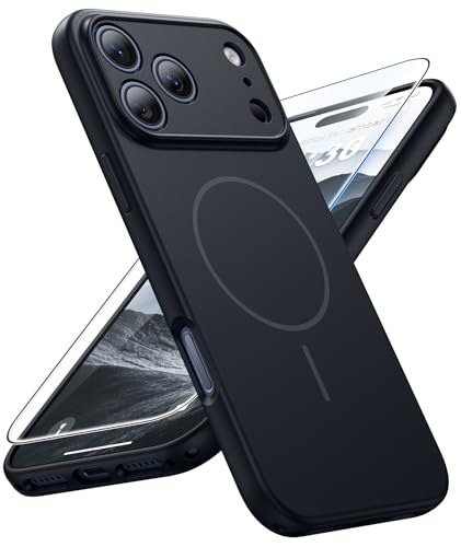 FNTCASE for iPhone 17-Pro Case Black: Matte Compatible with MagSafe | Full Camera Protection Magnetic Cases With Screen Protector, 14FT Military Grade Drop Tested, Shockproof Slim Phone Cover - color: Black, size: For iPhone 17 Pro