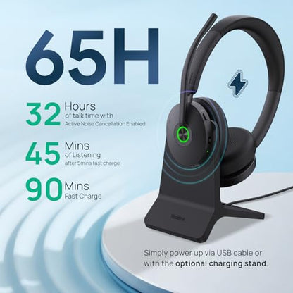 Yealink BH74 AI ANC Wireless Headset with Mic for Work with Charging Dock - color: BH74 Teams, style: BH74 with Charging Stand