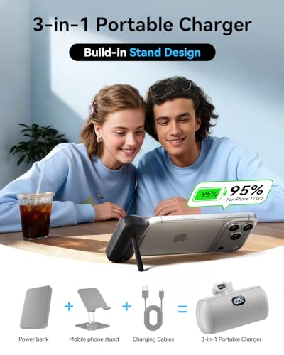 [2-Pack]Portable Charger USB C for iPhone 18/17/16/15 Series,Charcoal&White - color: Charcoal&White