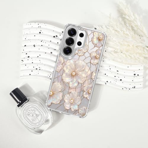 for Samsung Galaxy S26 Ultra Magnetic Case【Compatible with MagSafe】 Aesthetic Oil Painting Stained Glass Flower Design, Slim Fit Hard PC Back Shockproof Cute Clear Phone Cover, Light Pink - color: Light Pink, size: Galaxy S26 Ultra