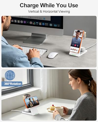 3 in 1 Magnetic Wireless Charging Station - 15W Fast Charging for iPhone - color: White