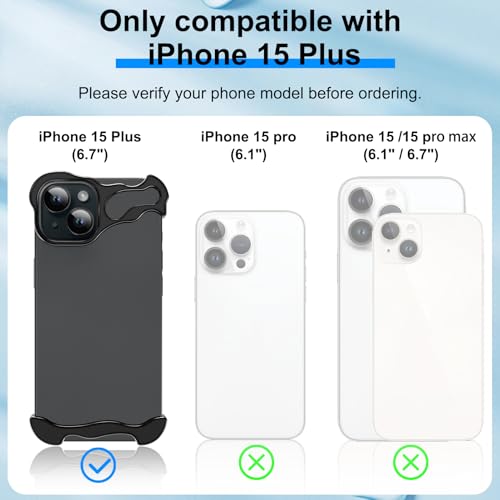 Frameless Phone Case Crafted for iPhone 15 Plus Black - color: Aluminum Black, size: iPhone 15 Plus