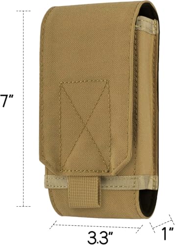 Urvoix MOLLE Cell Phone Pouch, Heavy Duty Tactical Belt Phone Holster | Phone Case Fits MOLLE Backpacks, Vests & Gear for Outdoor EDC, Nylon Phone Bag for iPhone 17 16 15 14 13 12 Pro Max, Khaki - color: Khaki