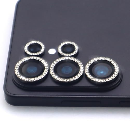 for Samsung Galaxy S26 Ultra Camera Lens Protector, Bling Diamond Metal Ring Tempered Glass Lens Cover, Sparkly Rhinestone Accessories (Black) - color: Black