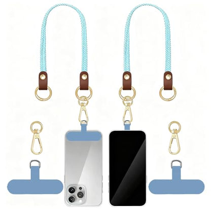 Hovmwey Stretchy Phone Lanyard Tether, 2 Pack Phone Leash Anti-theft Phone Strap for Anti-drop Outdoor Hiking Cycling Climbing Universal for Most Cell Phones, Sky Blue - color: Sky Blue
