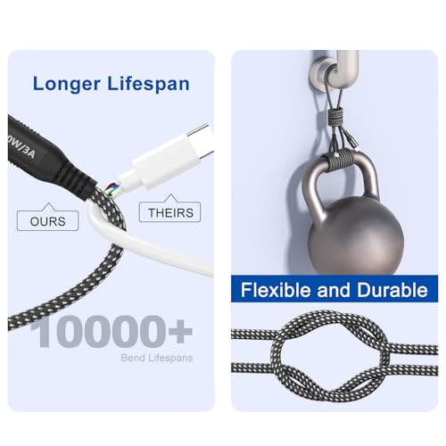 20FT USB C to USB C Cable, 60W Fast Charging, Extra Long, USB 2.0 Data - color: 60W 20FT USB C to USB C Cable (Black)