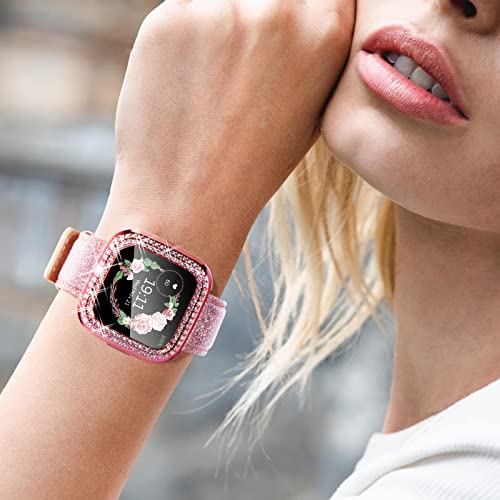CHANCHY 10 Pack Compatible with Fitbit Versa 2 Screen Protector Case, Soft TPU Full Protective Case Cover Bumper Bling Crystal Diamond Frame for Fitbit Versa 2 Smart Watch, 10 Packs - color: Clear/Rose Gold/Pink/Silver/Black/Gold/Purple/Blue/Green/Red, si