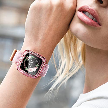 CHANCHY 10 Pack Compatible with Fitbit Versa 2 Screen Protector Case, Soft TPU Full Protective Case Cover Bumper Bling Crystal Diamond Frame for Fitbit Versa 2 Smart Watch, 10 Packs - color: Clear/Rose Gold/Pink/Silver/Black/Gold/Purple/Blue/Green/Red, si