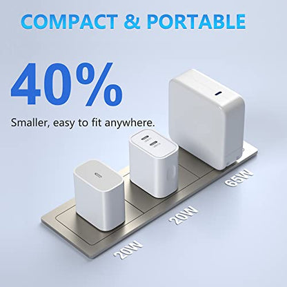USB C Fast Charger Block, 3 Pack 20W Dual Port USB C Charging Block Brick - color: White