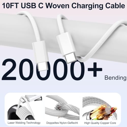 iPhone 17/16/15 Charger Fast Charging 3Pack 40W USB C Charger Fast Charging - size: 10FT