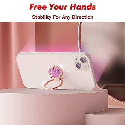 Phone Ring Grip Holder, 360° Rotation Cell Phone Grip Stand, Finger Ring Stand, Metal Finger Ring Grip Kickstand Compatible with iPhone 17 Pro Max 16 15 14 13 12 Magsafe Accessories, Purple - color: Crystal Purple