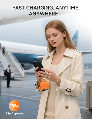 citicr Portable Charger 10000mAh w/Built-in Cables & iWatch Charger Orange - color: Orange