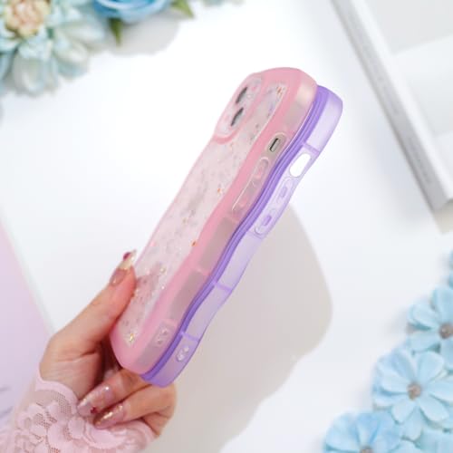 Glitter case for iPhone 13/14 Flowers Pink | Bling Sparkle Glitter，Flowers，Full Protection Soft TPU，Kawaii Cute Phone Case for Women Girls - color: Flowers Pink