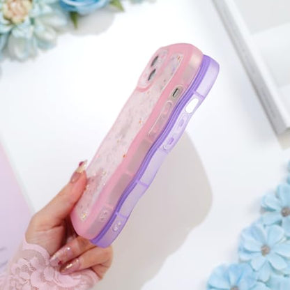 Glitter case for iPhone 13/14 Flowers Pink | Bling Sparkle Glitter，Flowers，Full Protection Soft TPU，Kawaii Cute Phone Case for Women Girls - color: Flowers Pink