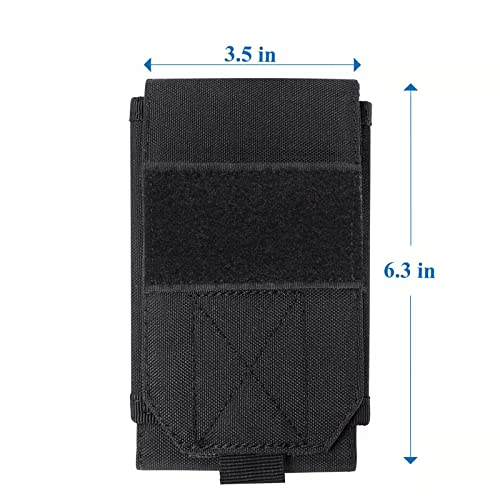 Black Tactical Molle Cellphone Pouch Case,Heavy Duty Waterproof Phone Holster Bag for iPhone 11 12 13 Pro Max for Samsung S22 S21 S20 FE Note 20 A02S Less 6.7" Phone with 2 Pack US Flag Patch - color: Black & 2 Gold Patches
