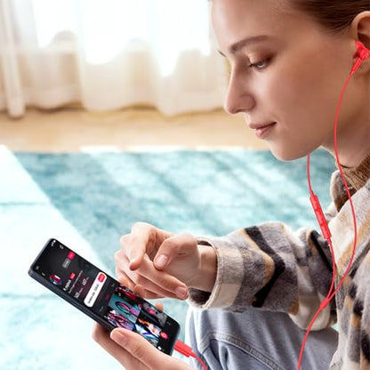Jelanry Magnetic USB-C Wired Earbuds HiFi Stereo Headphones with Mic, Red - color: Red
