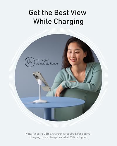 Anker MagSafe Charger, MagGo Qi2 15W 360-Degree Wireless Charger Stand - color: White