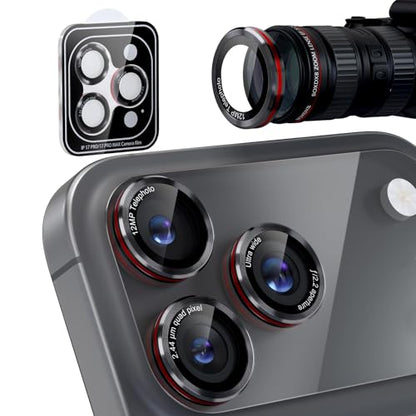 Compatible with iPhone 17 Pro Max/17 Pro Camera Lens Protector - color: Black + Red