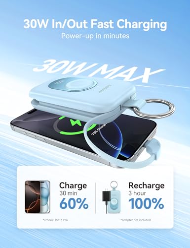 RORRY CharmGo Portable Charger, 20000mAh PD 30W Portable Charger Power Bank - color: Black